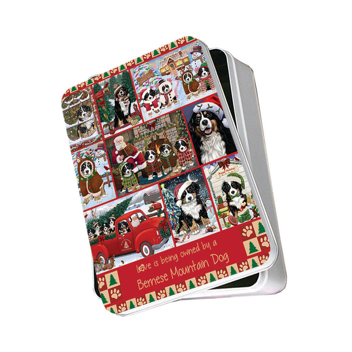 Love is Being Owned Christmas Bernese Mountain Dogs Photo Storage Tin PITN57143