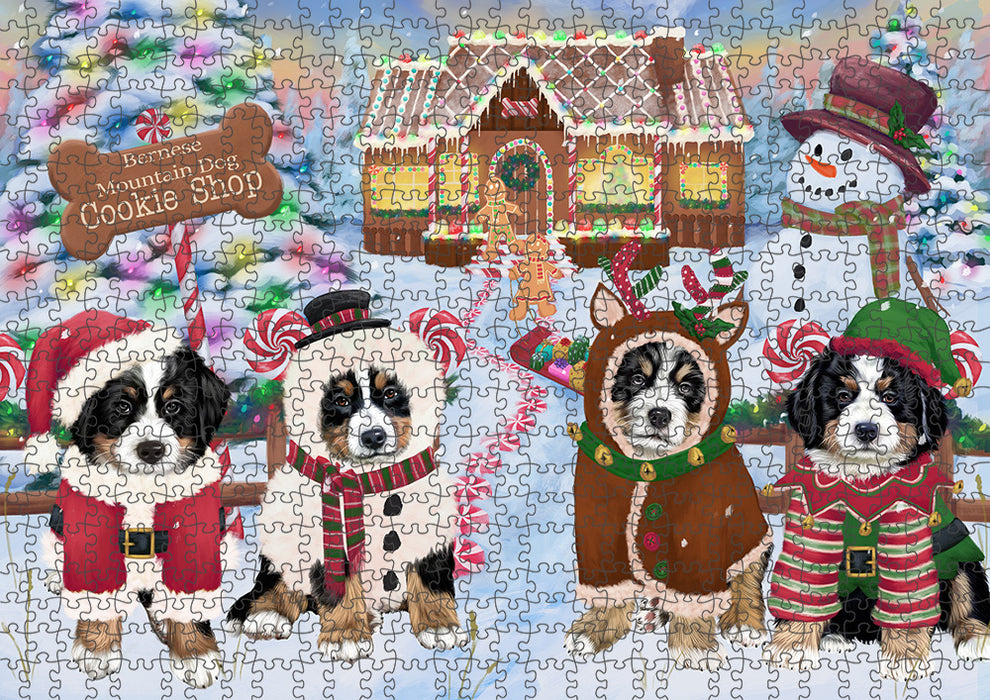 Holiday Gingerbread Cookie Shop Bernese Mountain Dogs Puzzle with Photo Tin PUZL92628