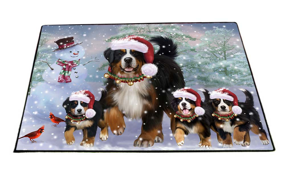 Christmas Running Family Bernese Mountain Dogs Floormat FLMS52812