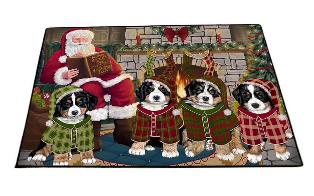 Christmas Cozy Holiday Tails Bernese Mountain Dogs Floormat FLMS52587
