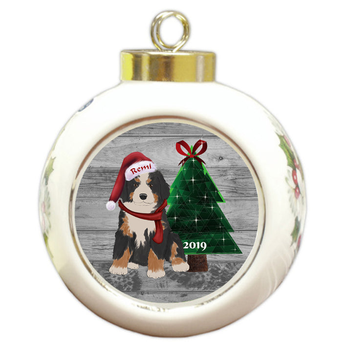 Custom Personalized Bernese Mountain Dog Glassy Classy Christmas Round Ball Ornament