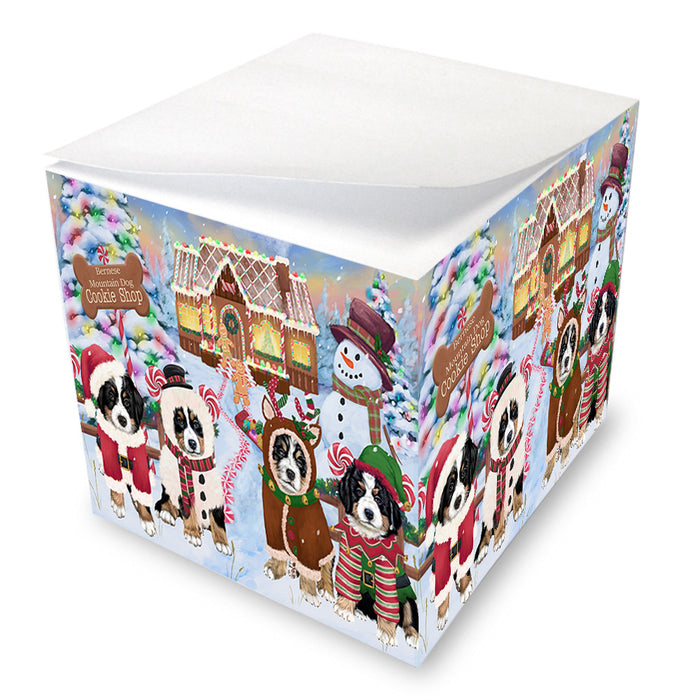Holiday Gingerbread Cookie Shop Bernese Mountain Dogs Note Cube NOC54178