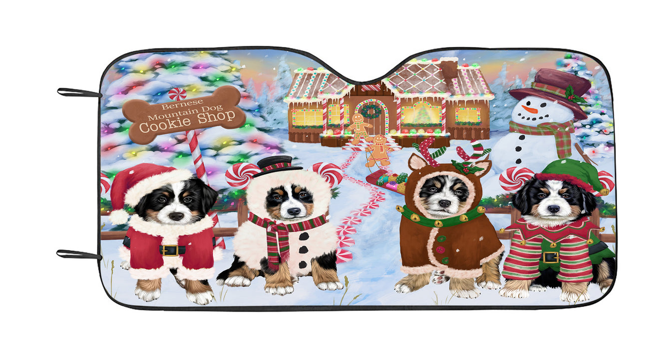 Holiday Gingerbread Cookie Bernese Mountain Dogs Car Sun Shade
