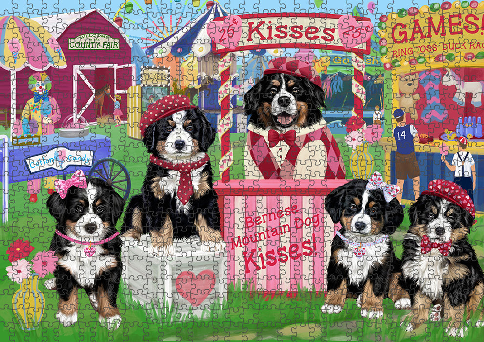 Carnival Kissing Booth Bernese Mountain Dogs Puzzle with Photo Tin PUZL91340