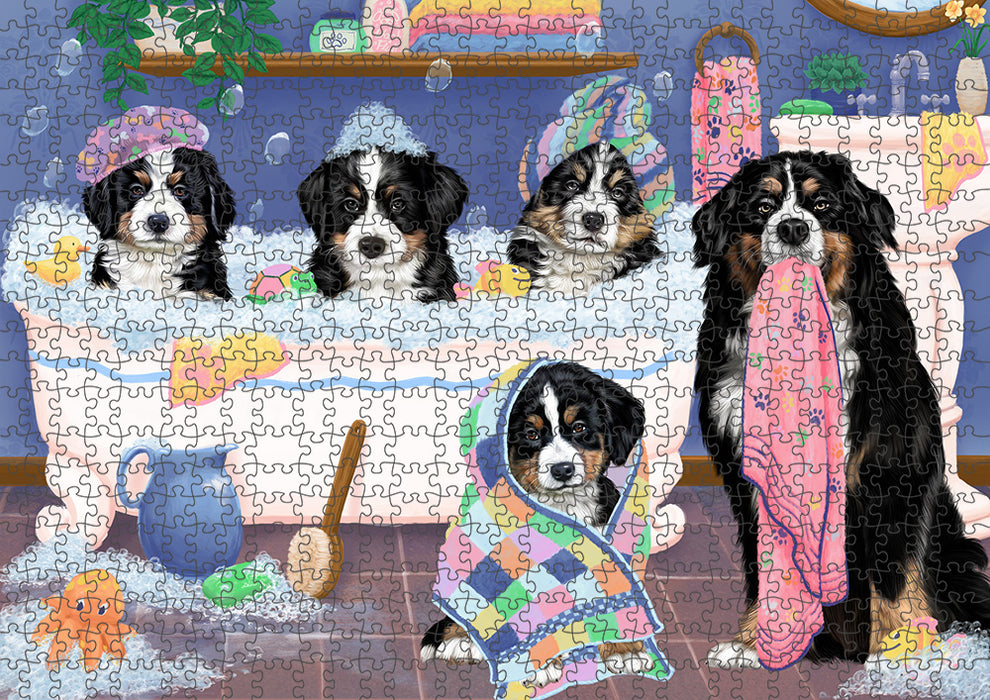 Rub A Dub Dogs In A Tub Bernese Mountain Dogs Puzzle with Photo Tin PUZL95256
