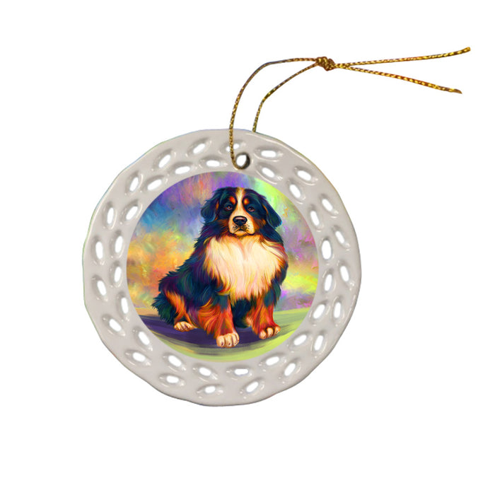 Paradise Wave Bernese Mountain Dog Ceramic Doily Ornament DPOR56413