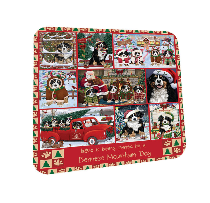 Love is Being Owned Christmas Bernese Mountain Dogs Coasters Set of 4 CST57158