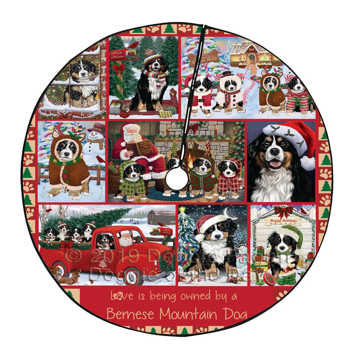 Love is Being Owned Christmas Bernese Mountain Dogs Tree Skirt