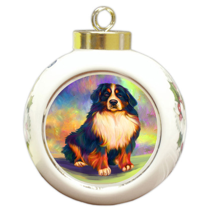 Paradise Wave Bernese Mountain Dog Round Ball Christmas Ornament RBPOR56413