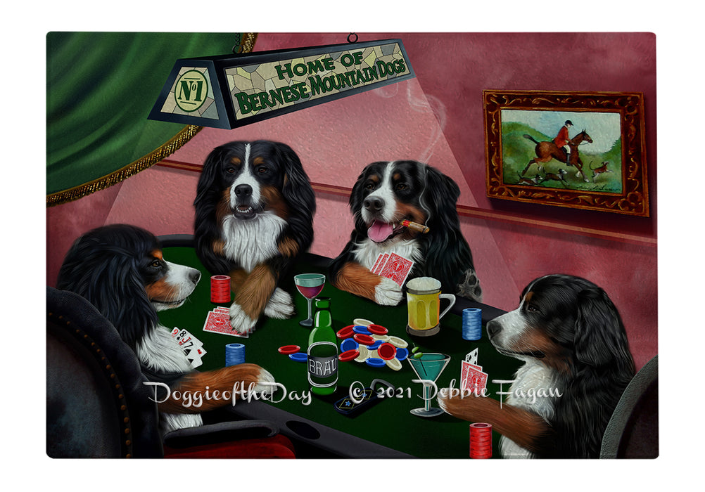 Home of Bernese Mountain Dogs Playing Poker Cutting Board - Easy Grip Non-Slip Dishwasher Safe Chopping Board Vegetables C79168