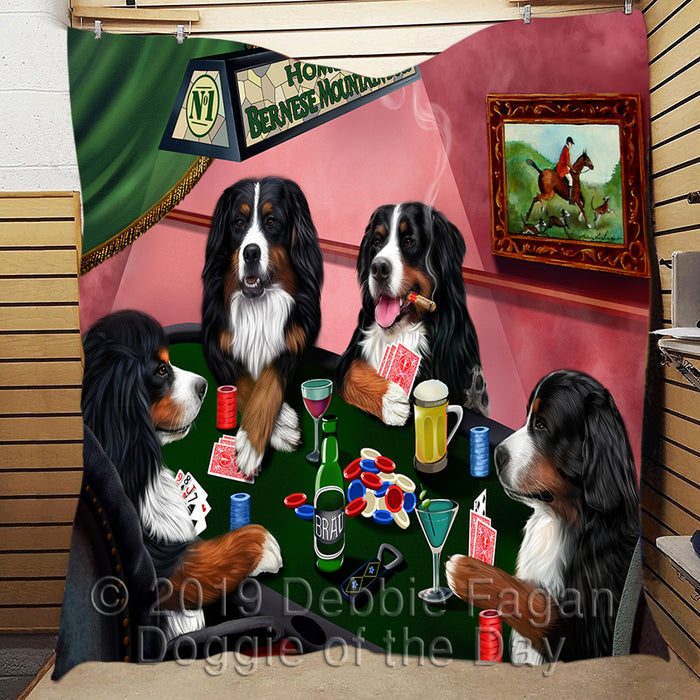 Home of  Bernese Mountain Dogs Playing Poker Quilt