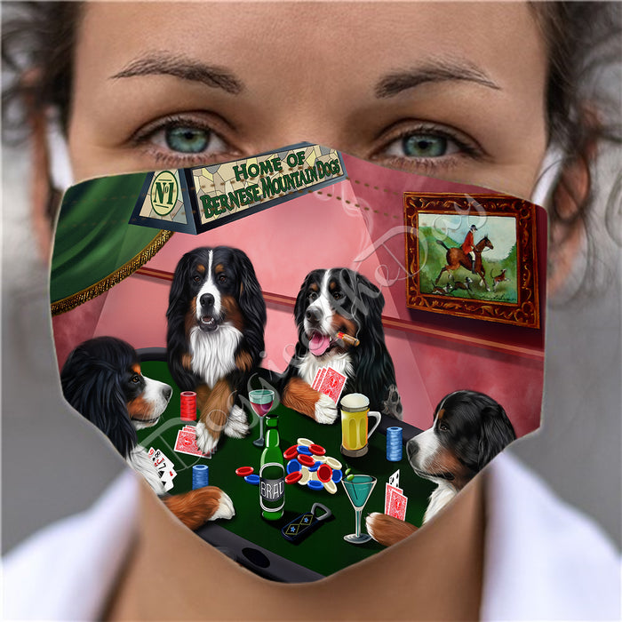 Home of Bernese Mountain Dogs Playing Poker Face Mask FM49767