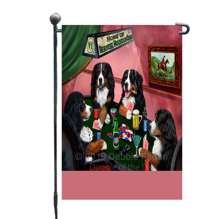 Personalized Home of Bernese Mountain Dogs Four Dogs Playing Poker Custom Garden Flags GFLG-DOTD-A60243