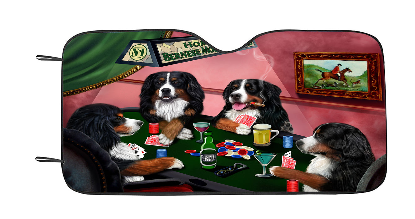 Home of  Bernese Mountain Dogs Playing Poker Car Sun Shade