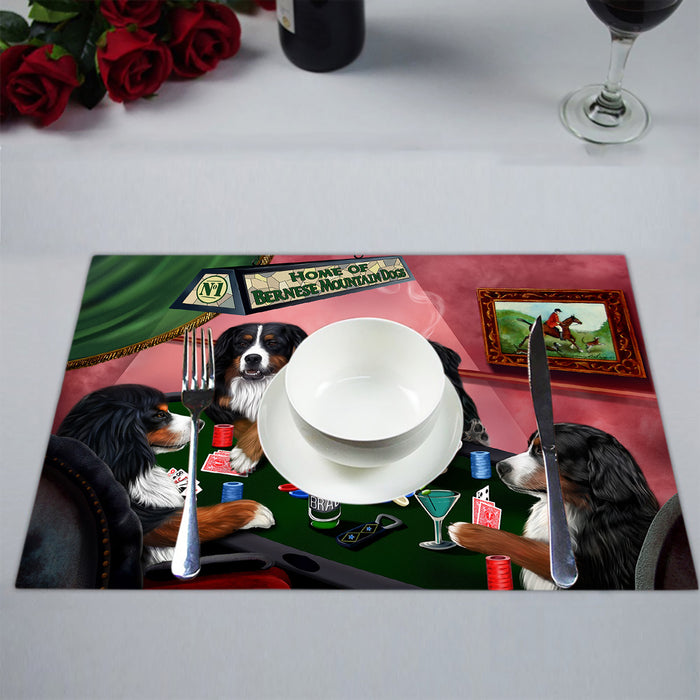 Home of  Bernese Mountain Dogs Playing Poker Placemat