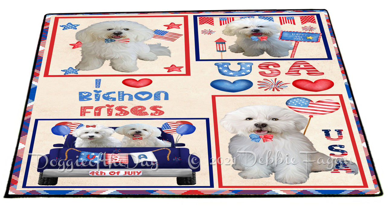4th of July Independence Day I Love USA Bichon Frise Dogs Floormat FLMS56128 Floormat FLMS56128