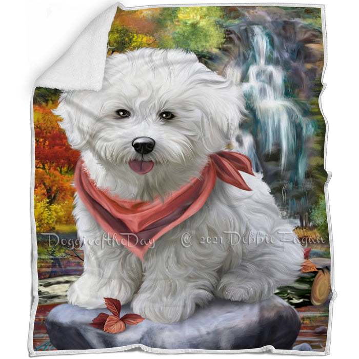 Scenic Waterfall Bichon Frise Dog Blanket BLNKT62922