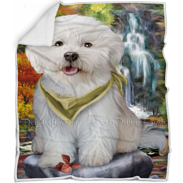 Scenic Waterfall Bichon Frise Dog Blanket BLNKT62931