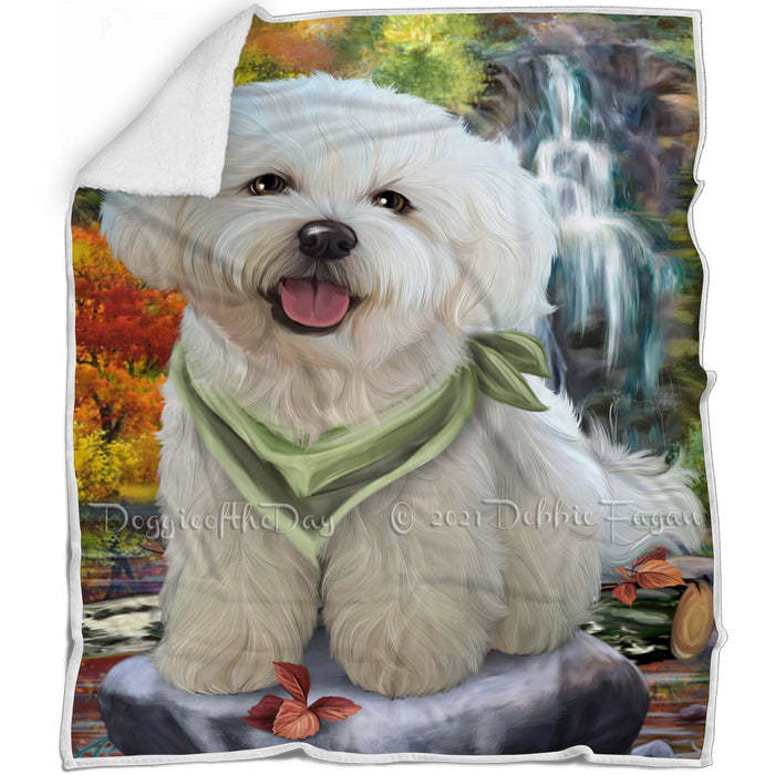 Scenic Waterfall Bichon Frise Dog Blanket BLNKT62940