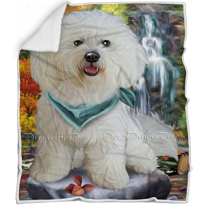 Scenic Waterfall Bichon Frise Dog Blanket BLNKT62949