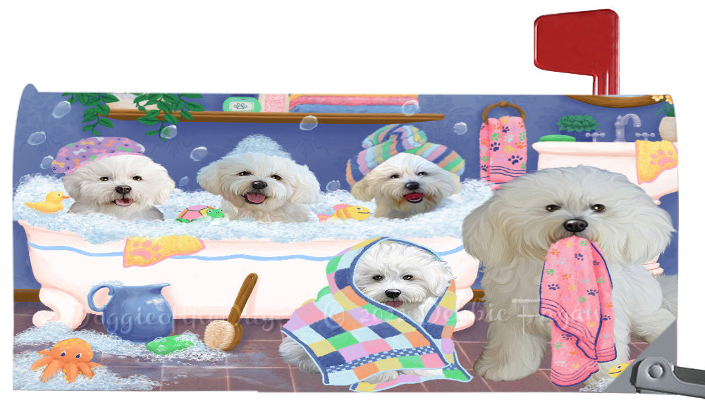 Rub A Dub Dogs In A Tub Bichon Frise Dog Magnetic Mailbox Cover Both Sides Pet Theme Printed Decorative Letter Box Wrap Case Postbox Thick Magnetic Vinyl Material
