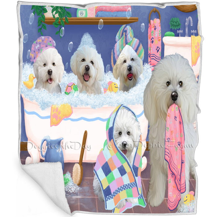 Rub A Dub Dogs In A Tub Bichon Frises Dog Blanket BLNKT130305