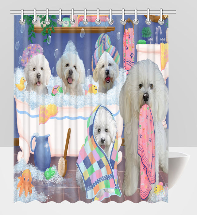 Rub A Dub Dogs In A Tub Bichon Frise Dogs Shower Curtain