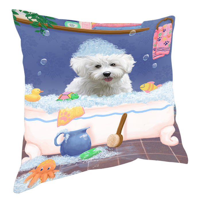 Rub A Dub Dog In A Tub Bichon Frise Dog Pillow with Top Quality High-Resolution Images - Ultra Soft Pet Pillows for Sleeping - Reversible & Comfort - Ideal Gift for Dog Lover - Cushion for Sofa Couch Bed - 100% Polyester