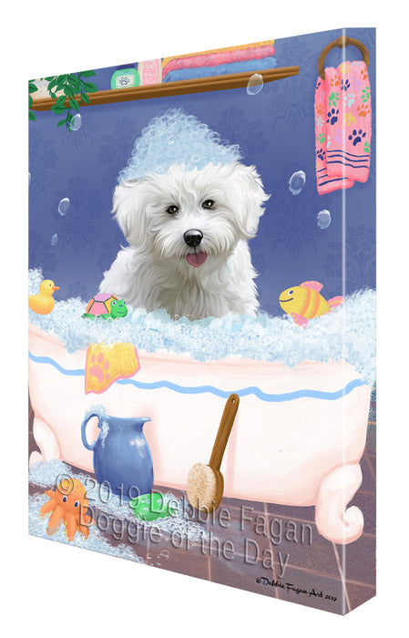 Rub A Dub Dog In A Tub Bichon Frise Dog Canvas Print Wall Art Décor CVS142289