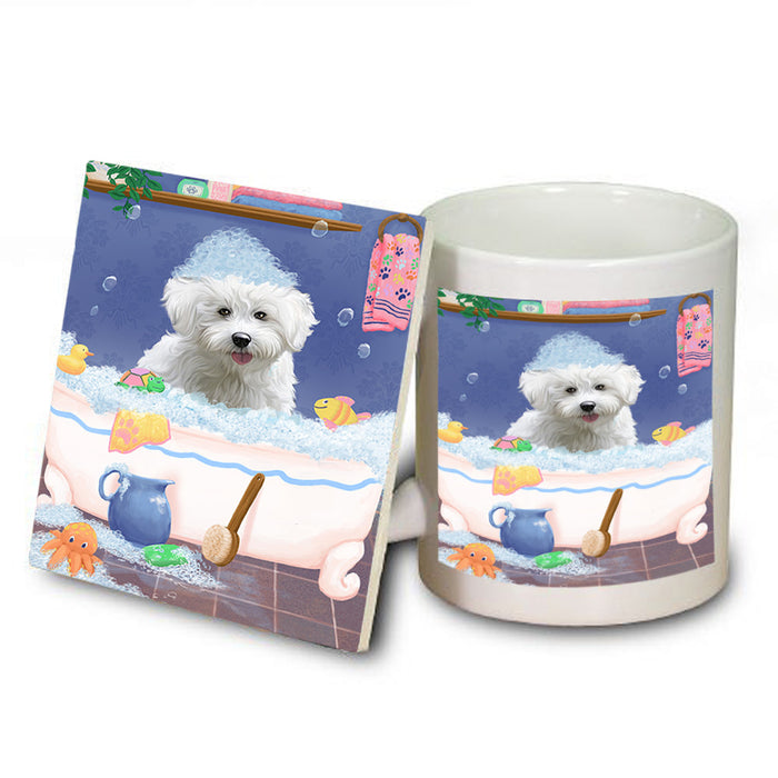 Rub A Dub Dog In A Tub Bichon Frise Dog Mug and Coaster Set MUC57301