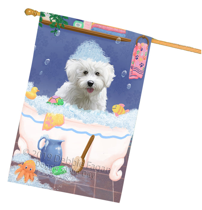Rub A Dub Dog In A Tub Bichon Frise Dog House Flag FLG66221