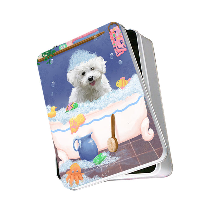 Rub A Dub Dog In A Tub Bichon Frise Dog Photo Storage Tin PITN57252