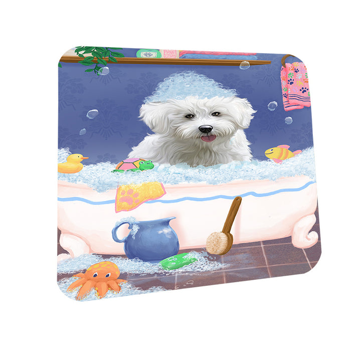 Rub A Dub Dog In A Tub Bichon Frise Dog Coasters Set of 4 CST57267