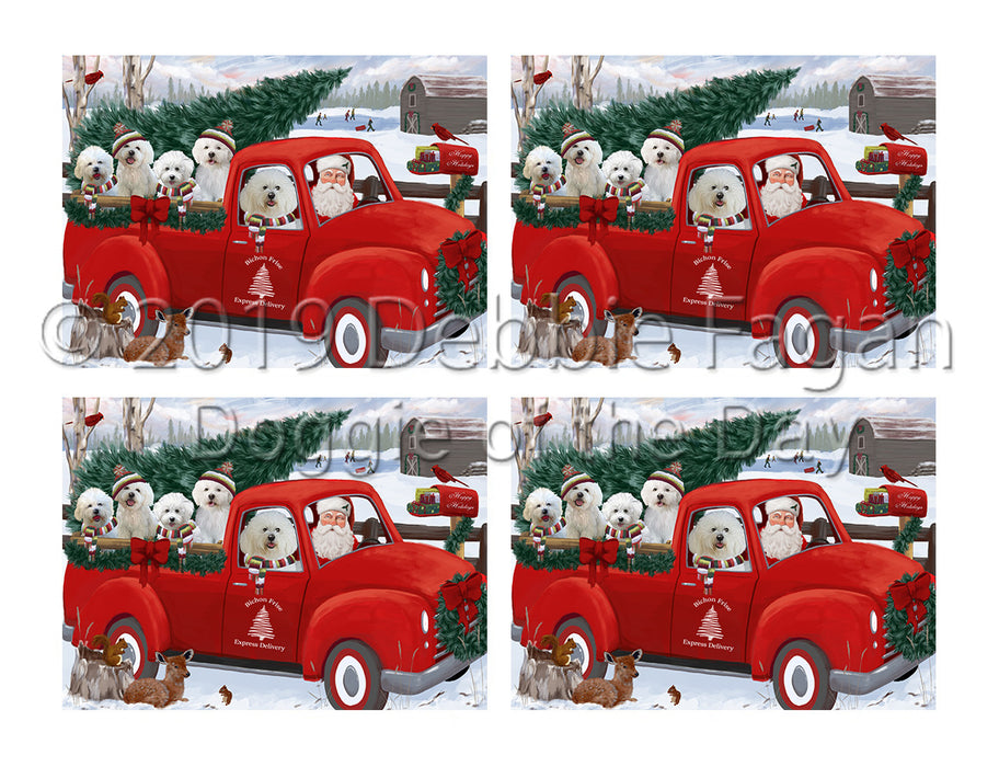 Christmas Santa Express Delivery Red Truck Bichon Frise Dogs Placemat