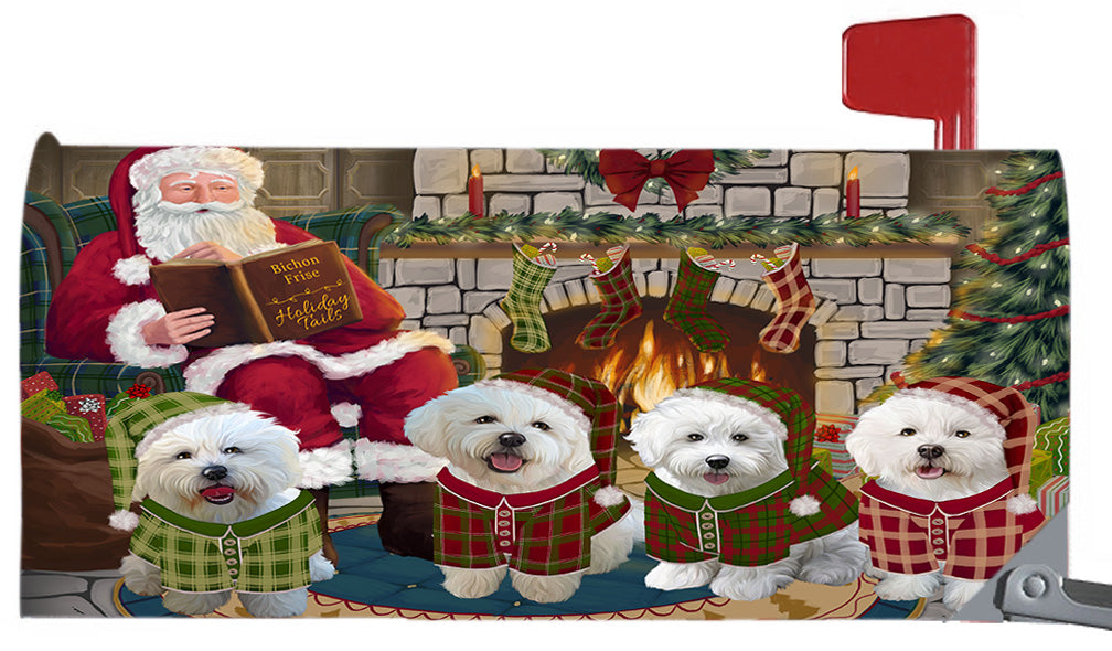Christmas Cozy Holiday Fire Tails Bichon Frise Dogs 6.5 x 19 Inches Magnetic Mailbox Cover Post Box Cover Wraps Garden Yard Décor MBC48879