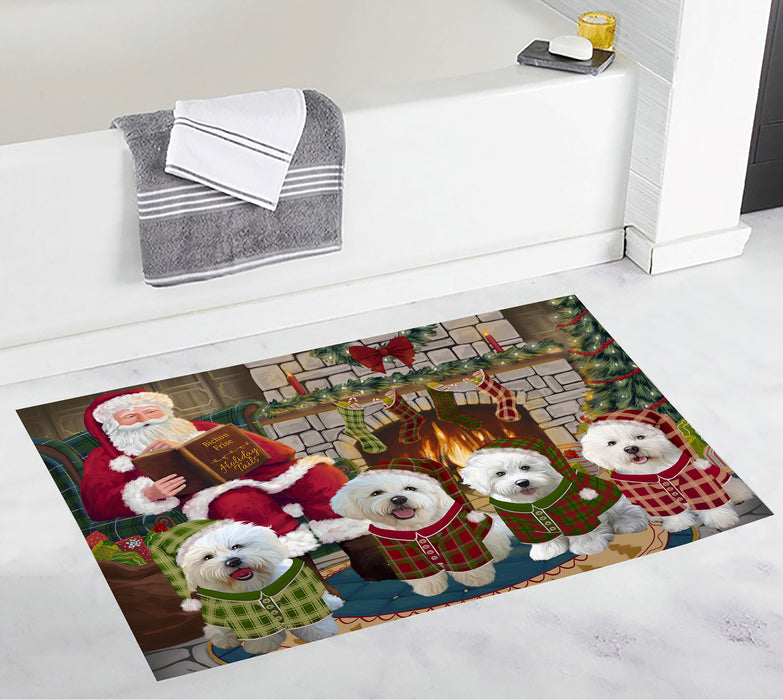 Christmas Cozy Holiday Fire Tails Bichon Frise Dogs Bath Mat