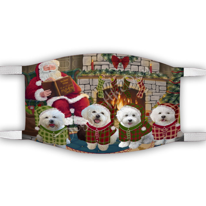 Christmas Cozy Holiday Fire Tails Bichon Frise Dogs Face Mask FM48608