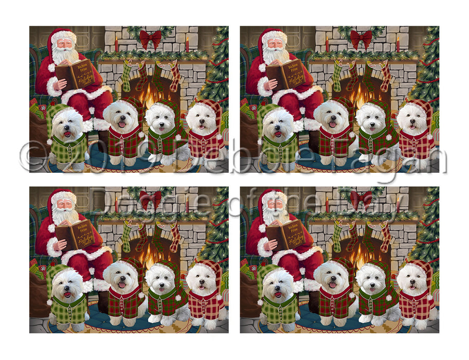 Christmas Cozy Holiday Fire Tails Bichon Frise Dogs Placemat