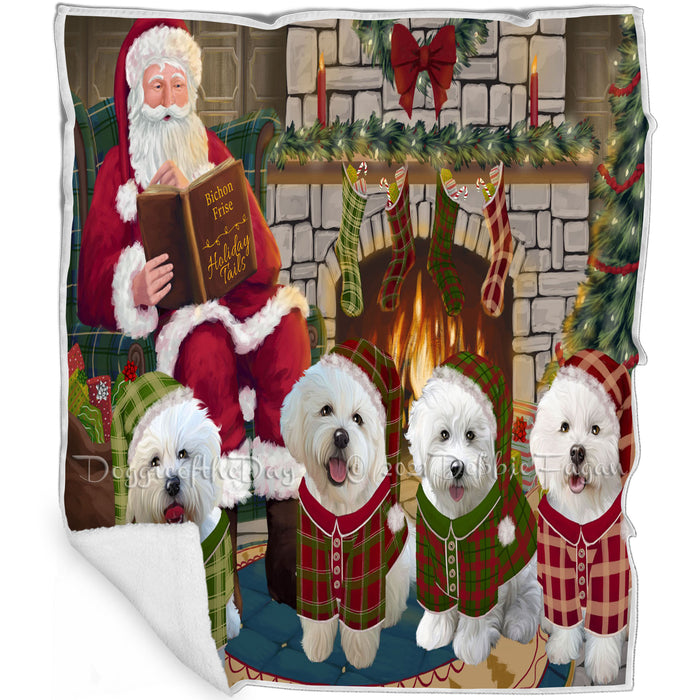 Christmas Cozy Holiday Tails Bichon Frises Dog Blanket BLNKT115329