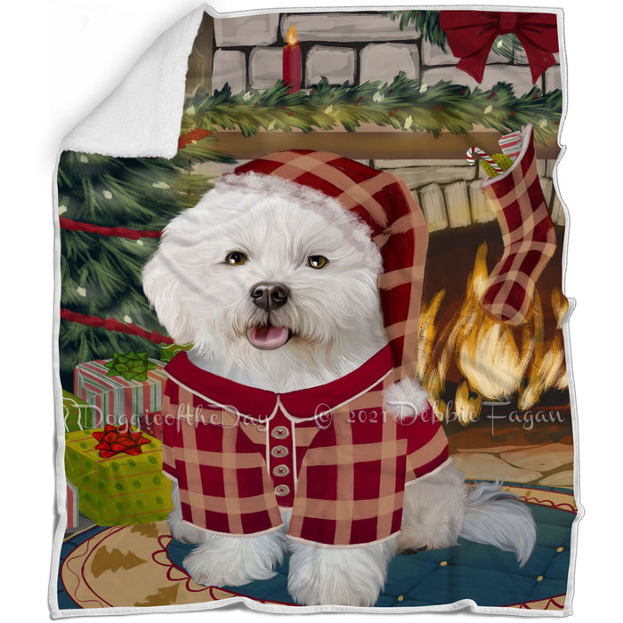 The Stocking was Hung Bichon Frise Dog Blanket BLNKT116346