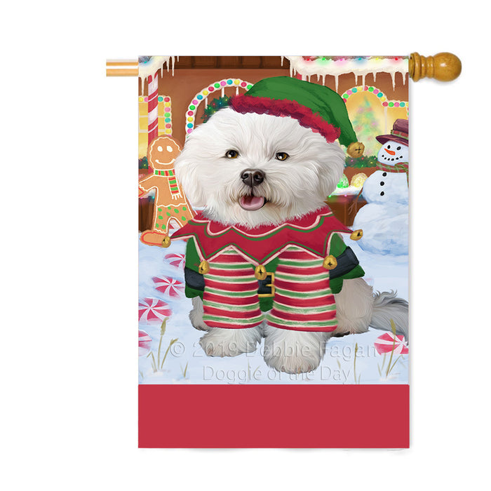 Personalized Gingerbread Candyfest Bichon Frise Dog Custom House Flag FLG63730