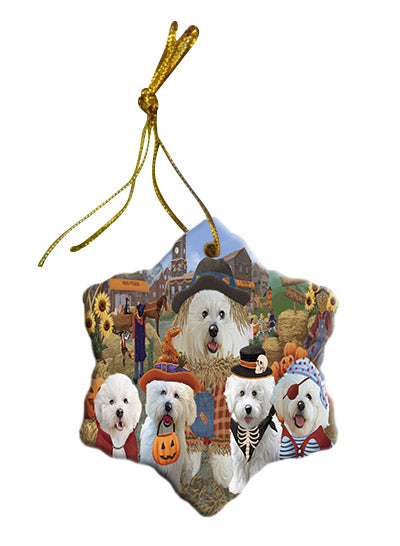 Halloween 'Round Town Bichon Frise Dogs Star Porcelain Ornament SPOR57473