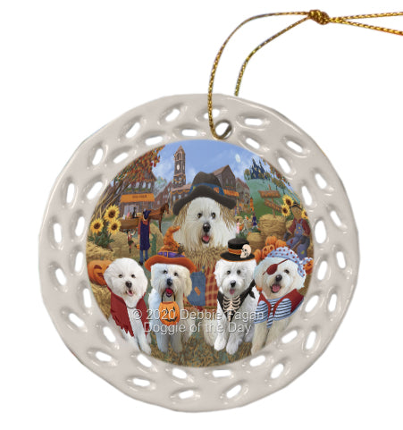 Halloween 'Round Town Bichon Frise Dogs Doily Ornament DPOR59426