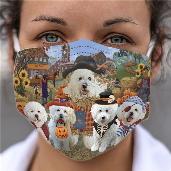 Halloween 'Round Town Bichon Frise Dogs Face Mask FM49929