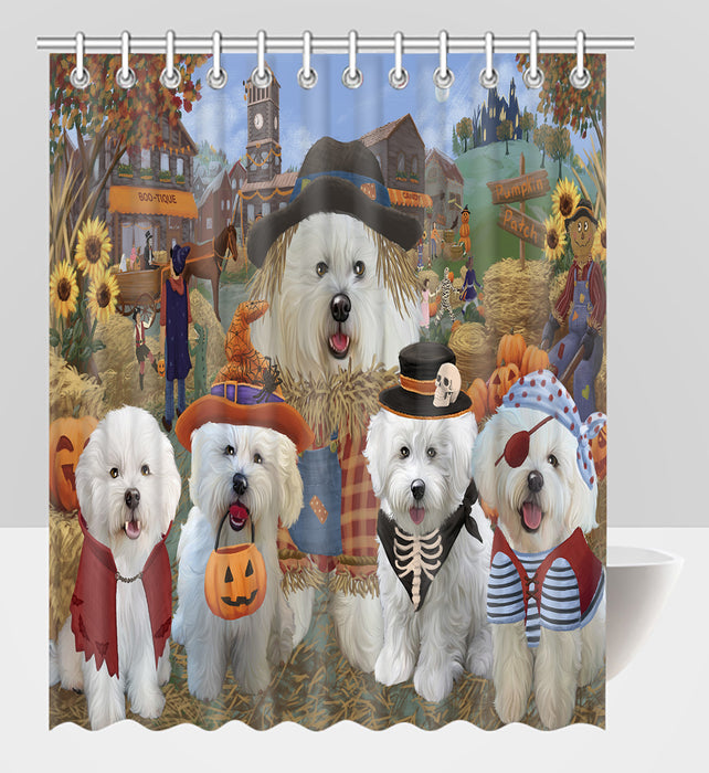 Halloween 'Round Town Bichon Frise Dogs Shower Curtain
