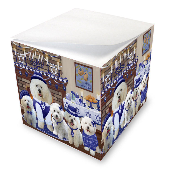 Happy Hanukkah Family Bichon Frise Dogs note cube NOC-DOTD-A56623