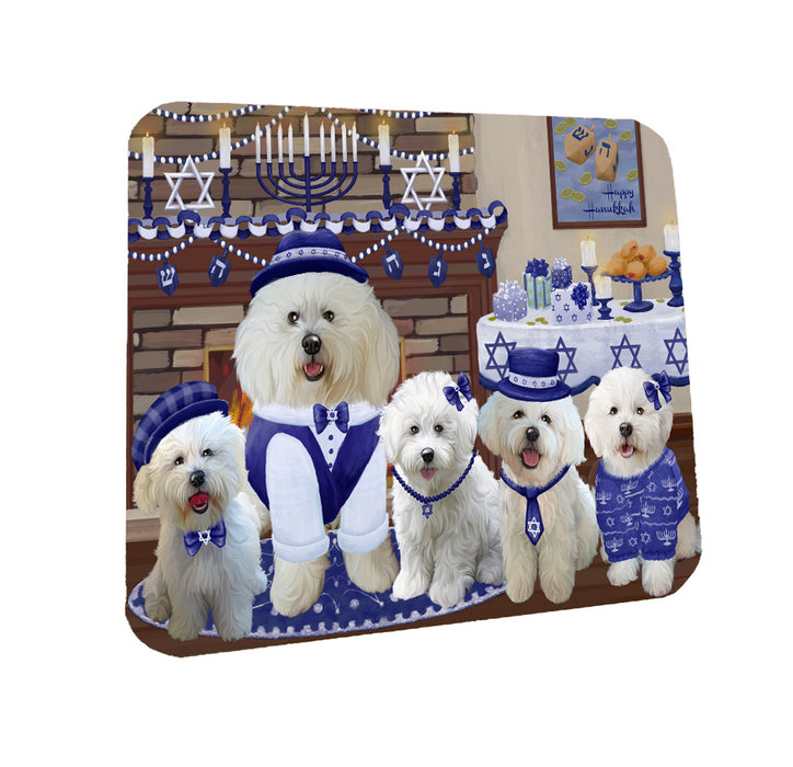Happy Hanukkah Family Bichon Frise Dogs Coasters Set of 4 CSTA57551