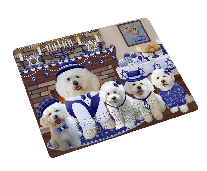 Happy Hanukkah Family and Happy Hanukkah Both Bichon Frise Dogs Magnet MAG77584 (Small 5.5" x 4.25")