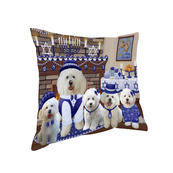 Happy Hanukkah Family and Happy Hanukkah Both Bichon Frise Dogs Pillow PIL82780