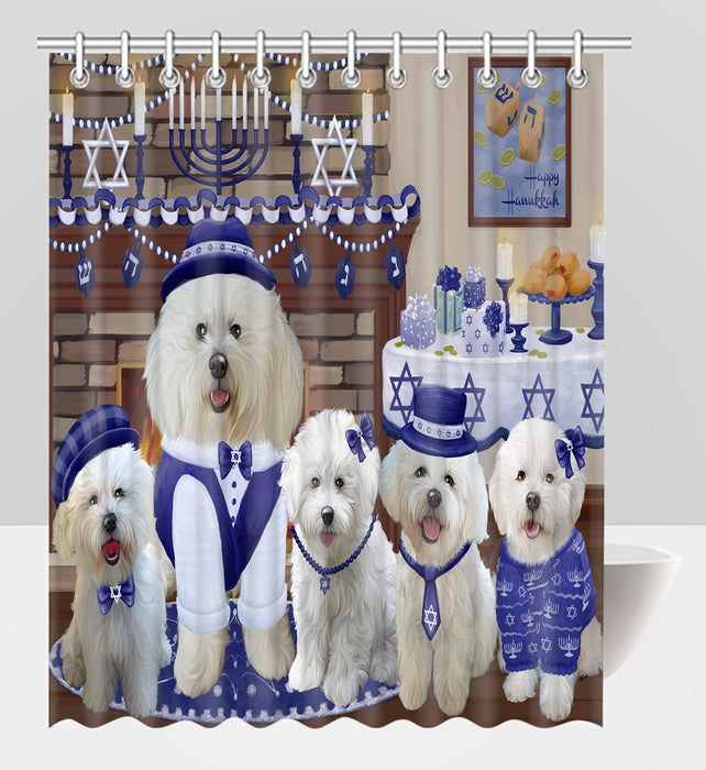 Happy Hanukkah Family Bichon Frise Dogs Shower Curtain